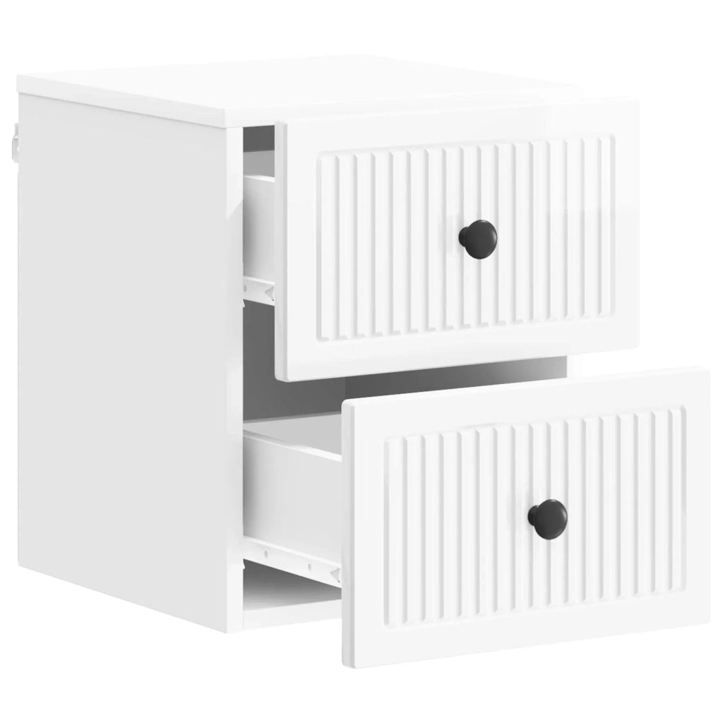 Mobiletto da notte a muro 2 pcs Bianco Lucido 33 x 34,5 x 40 cm