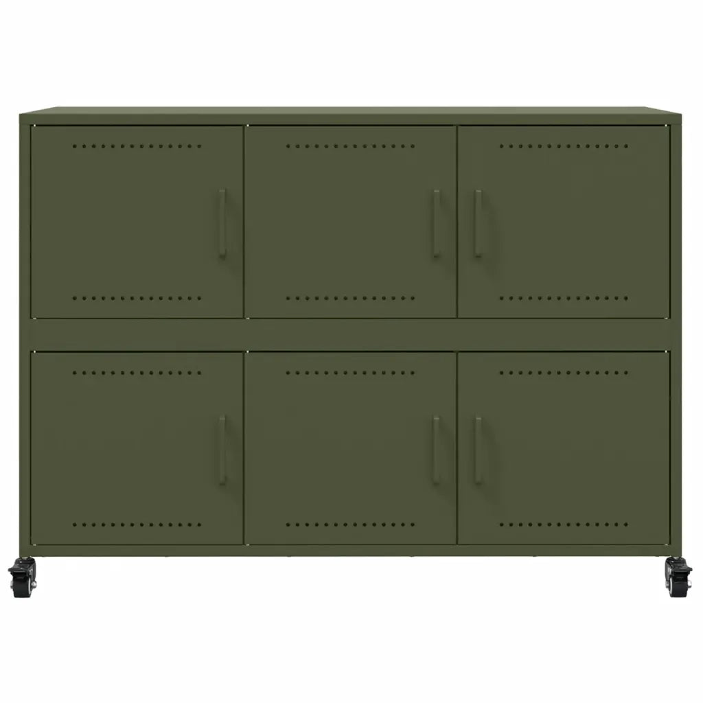 vidaXL Credenza Verde Oliva 100,5x39x72 cm in Acciaio