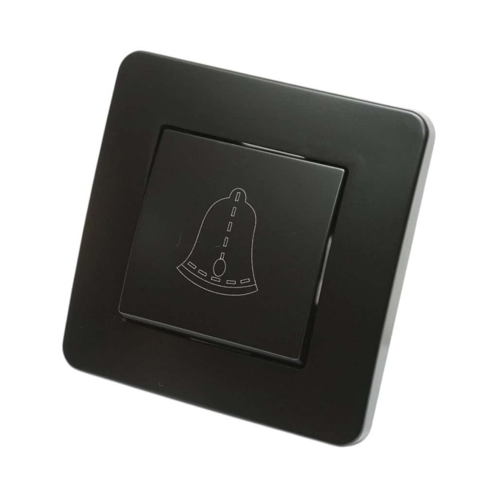 Interruttore campanello a pulsante da incasso nero 220V, 10AX, PC 80x80mm