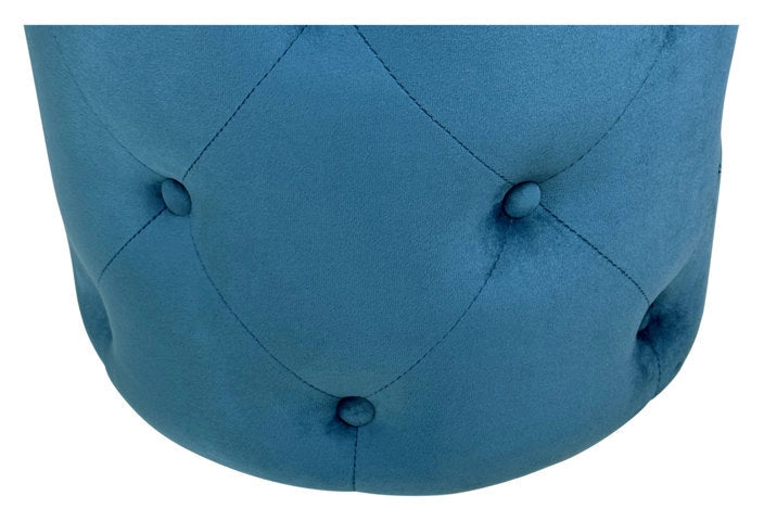Pouf in velluto capitonné blu petrolio, poggiapiedi - Honey - PO27HO
