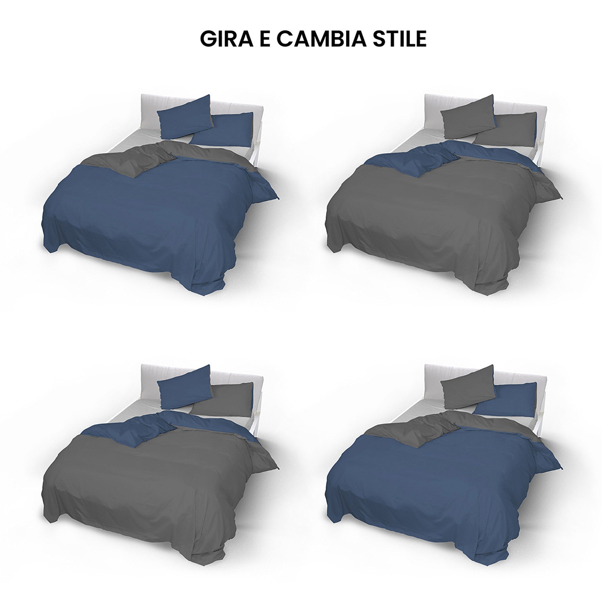 Copripiumino con Sacco e Federe Doubleface Avio/Fumo 1 Piazza e Mezzo