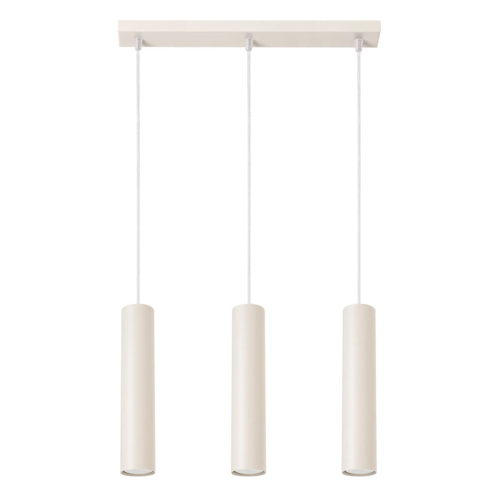 Lampada a tubo in acciaio LAGOS a 3 lampadine beige GU10 LED montaggio a parete IP20