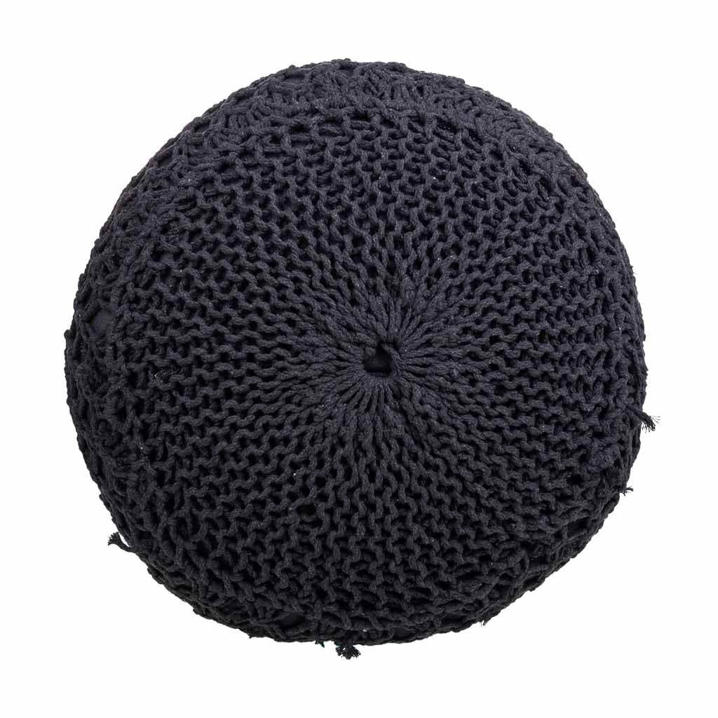 Puff de algodón trenzado gris oscuro 45x45x30