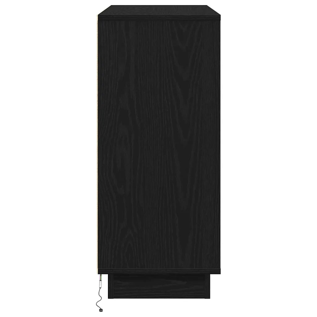 Madia LED Rovere Nero 90 x 32 x 75 cm Legno multistrato 869683