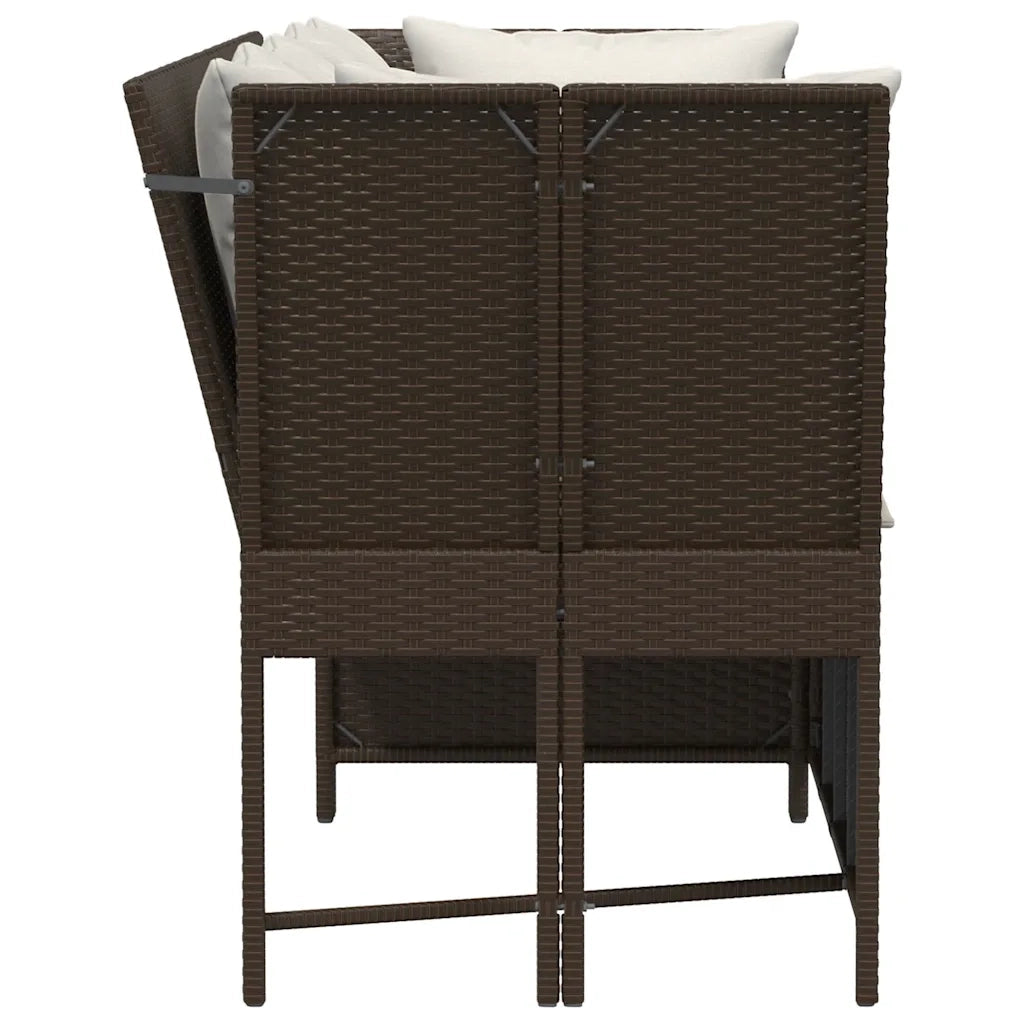 Divano da Giardino con Cuscini-Sofa da Giardino-Divano da esterno in Polyrattan Marrone 558995