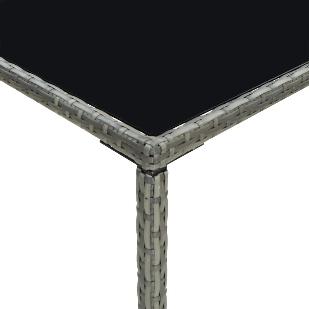Tavolo da Bar da Giardino | Tavolino da esterno Grigio 70x70x110 cm Polyrattan Vetro