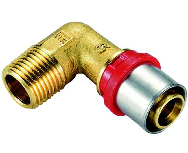 RACCORDO CURVO MASCHIO PER TUBO MULTISTRATO A PRESSARE MODELLO AL-COBRAPEX 1/2 ø18   TIEMME RACCORDERIE SPA