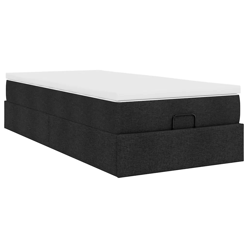 Struttura Letto Pouf con Materasso Nero 80x200 cm in Tessuto 3311066