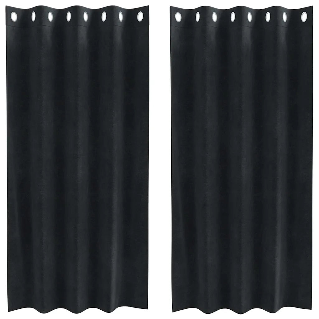 Tende Oscuranti | Tende Blackout 2 pz Nero 140 x 175 cm Velluto
