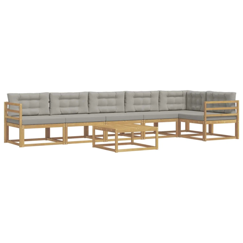 Set di divani da esterno 7 pcs Bianco e Grigio Chiaro