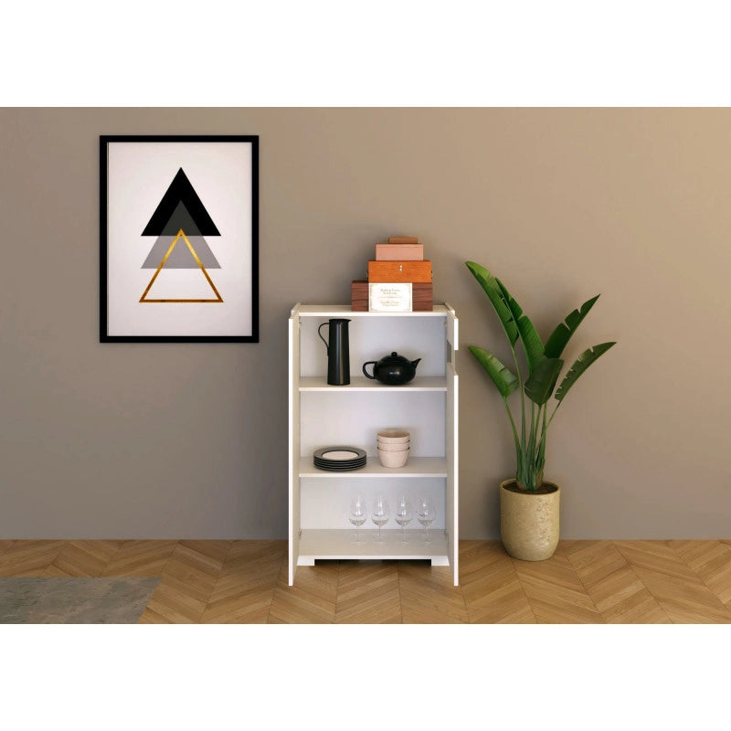 Credenza alta moderna 2 ante 70x35x110 cm Riflesso - Bianco Lucido