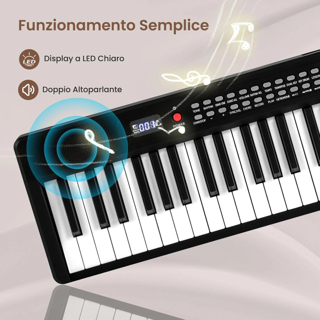 Pianoforte Elettronico Pieghevole a 88 Tasti, Piano Digitale con MIDI, 1000 Ritmi, 1000 Timbri, 150 Canzoni Demo, Registrazione, Batteria e Borsa da Trasporto per Bambini (Nero)