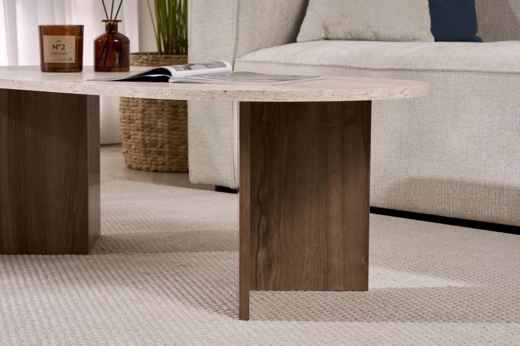 Tavolino in legno "Sable" 119 x 60 x 40 cm - Travertino
