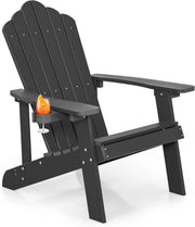 Adirondack - Poltrona grande lounge per patio con portabicchieri regolabile, sedia antincendio all'aperto, resistente alle intemperie, in legno, per copertura, giardino, 85 x 77 x 94 cm
