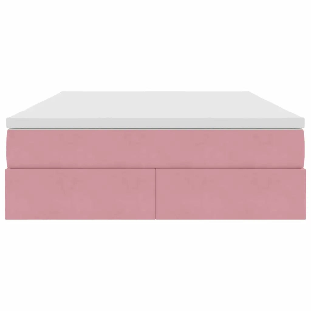 Letto con contenitore e materasso Rosa 140 x 200 cm Velluto