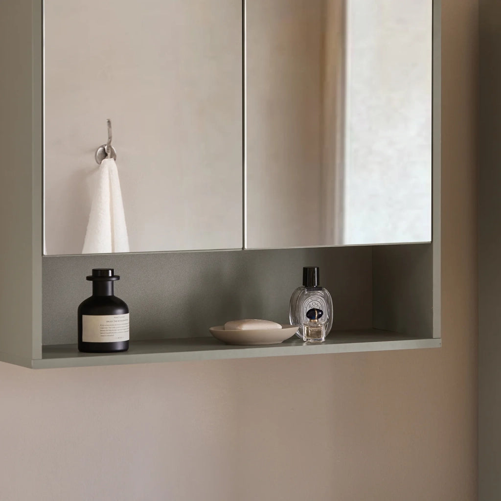 Pensile Da Bagno Mobile Bagno Con Specchio E Due Ante Grigio 60x19.5x49.5cm BZR134-NG
