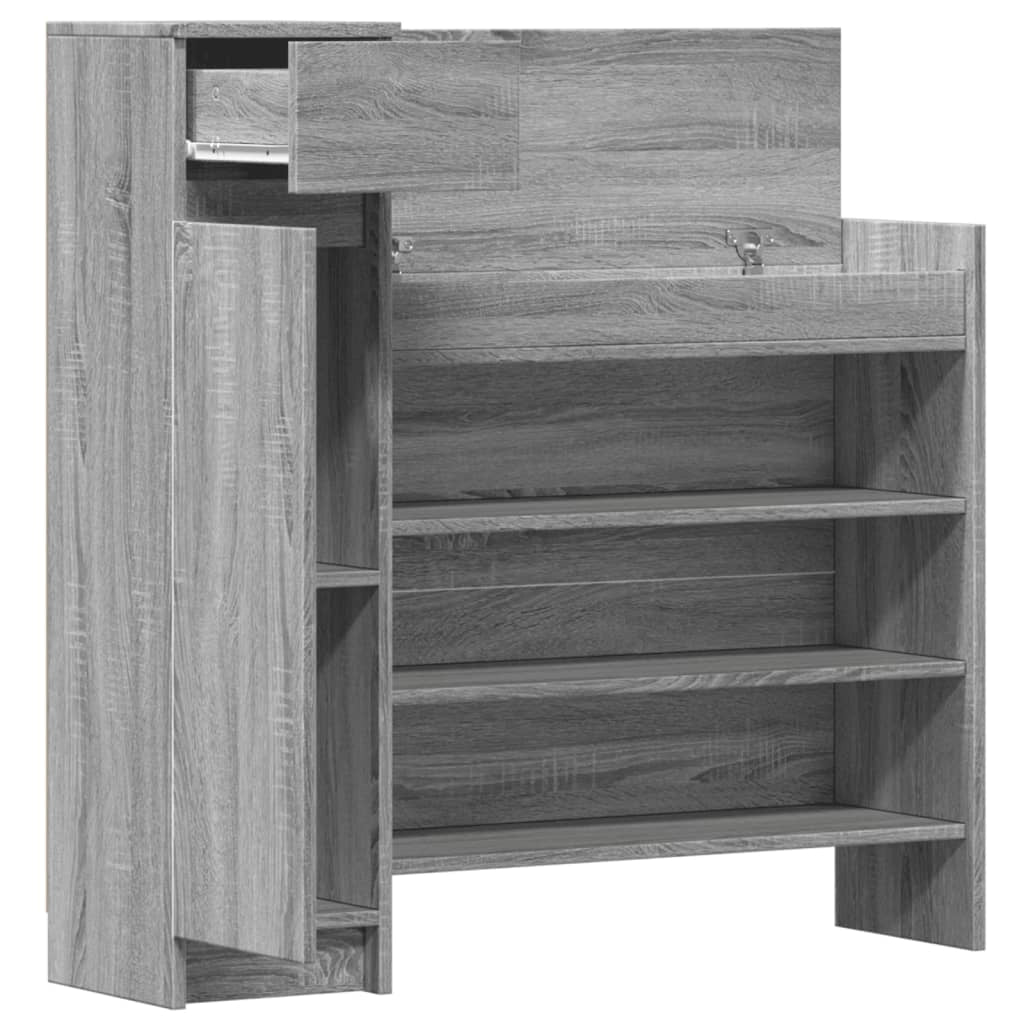 Scarpiera mobiletto portascarpe mobile per ingresso/corridoio/soggiorno legno ingegnerizzato Sonoma grigio 02_0022107