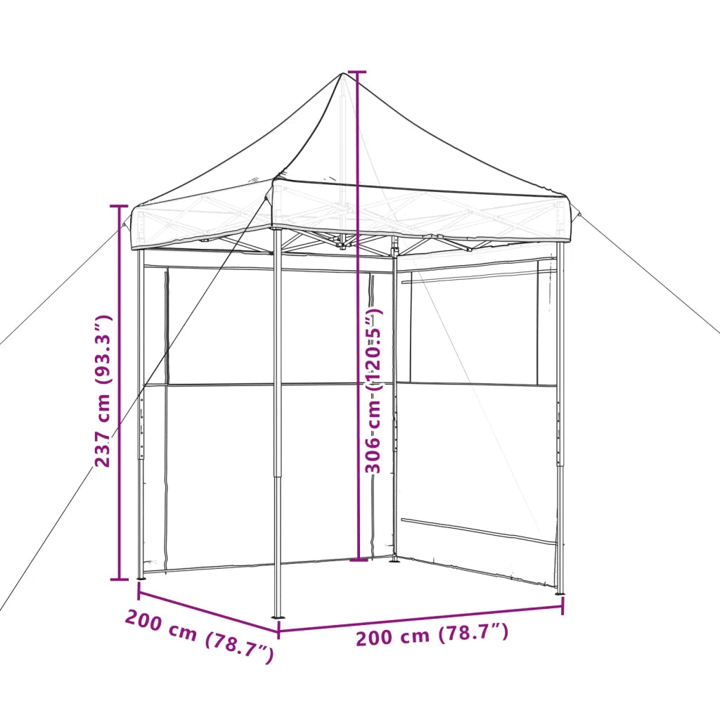 Tendone per Feste Pieghevole Pop-Up con 2 Pareti Terracotta