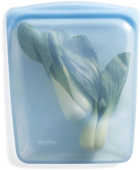 Zak di silicona Premium riutilizzabile per alimenti, 2 litri, blu, sostenibile, resistente forno, lavastoviglie e congelatore, ecosostenibile, sacchetto pranzo, per preparazione pasti, 1893 ml