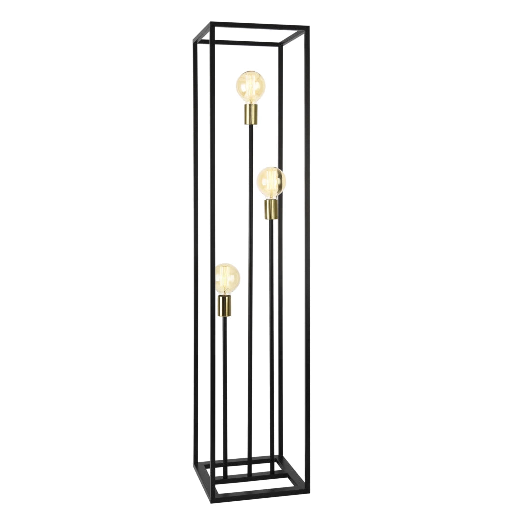 Lampada da terra in metallo nero con attacco E27 140 cm 03_0002455