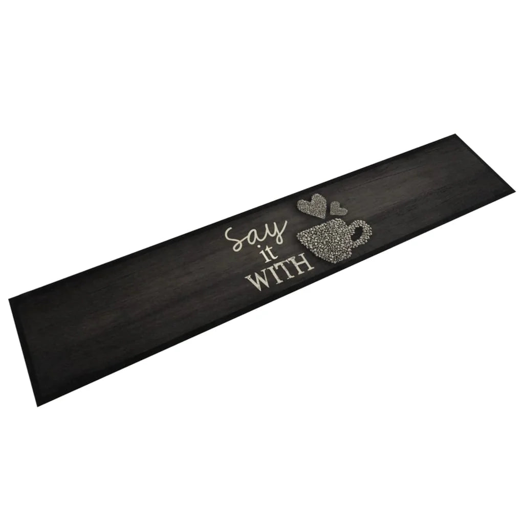 Tappetino da cucina lavabile design elegante antiscivolo 300 x 60 cm velluto nero 02_0056434