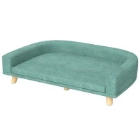 Divano per Cani di Taglia Grande con Gambe Rialzate e Cuscino Sfoderabile, 98x67x25 cm, Verde Chiaro