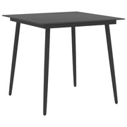 Tavolo da Giardino Nero 80x80x74 cm in Acciaio e Vetro  cod mxl 34518