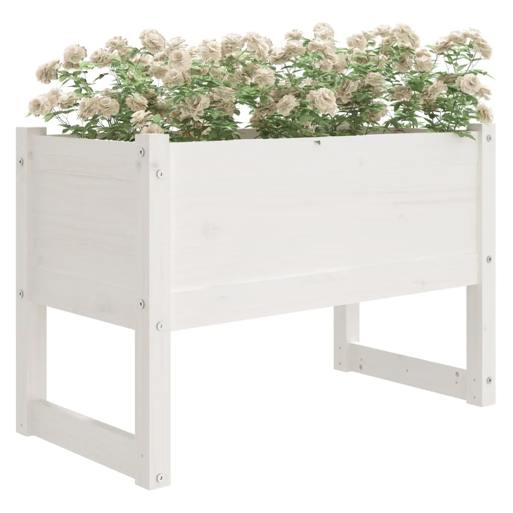 Fioriera | Cassetta per fiori | Vaso Bianca 78x40x52 cm in Legno Massello di Pino