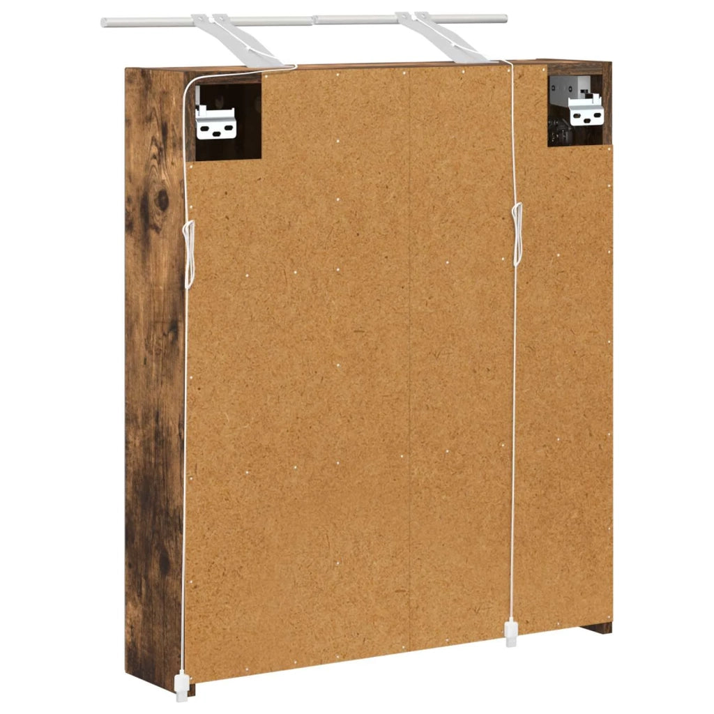 Mobiletto per specchio da bagno Rovere fumé 60 x 14,5 x 70 cm