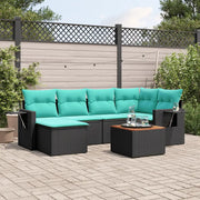 Set Divani da Giardino 7 pz con Cuscini Nero in Polyrattan 3224664