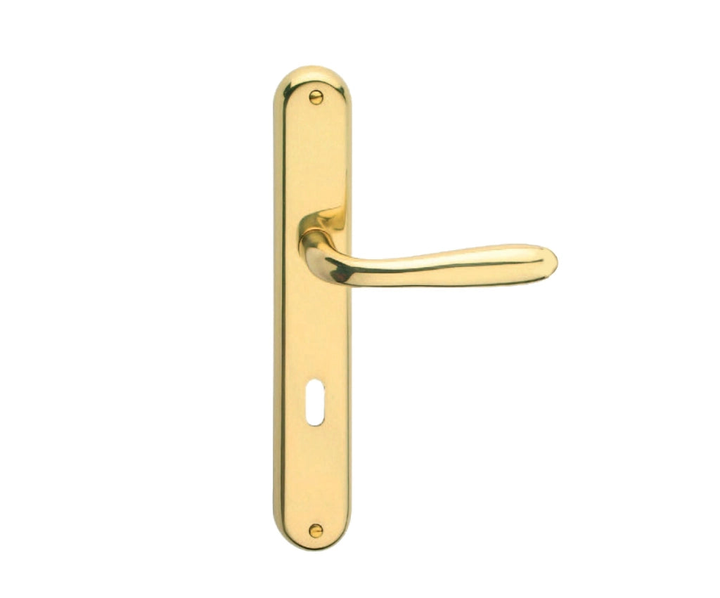 MANIGLIA 'GOCCIA' CON PLACCA  Bronzo graffiato lucido
