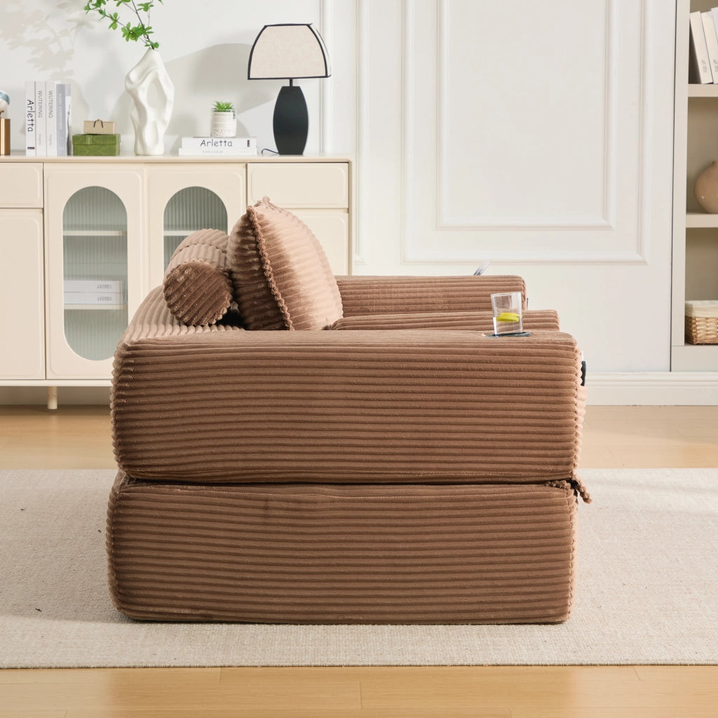 DIVANO LETTO 180x98x80 cm in corduroy marrone