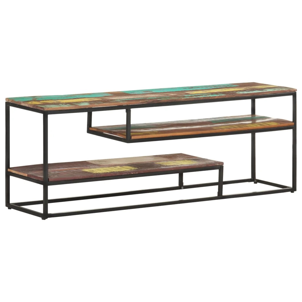 Mobile TV multimediale scaffale per televisione televisore buffet sala da pranzo soggiorno camera da letto 130 x 30 x 45 cm legno massello di recupero marrone 02_0025889