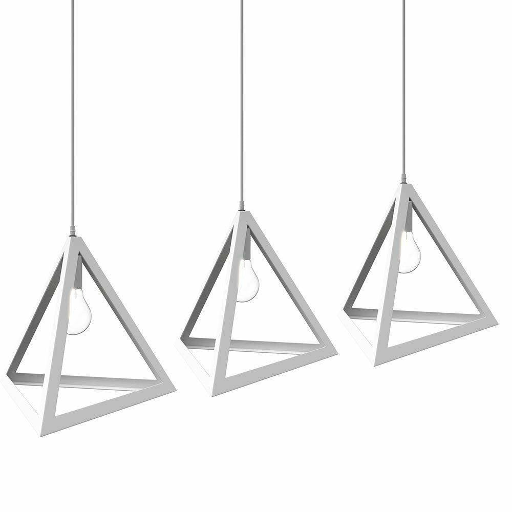 Trade Shop - Lampadario Lampada Sospensione Piramide 30cm Design Moderno Paralume Bianco -