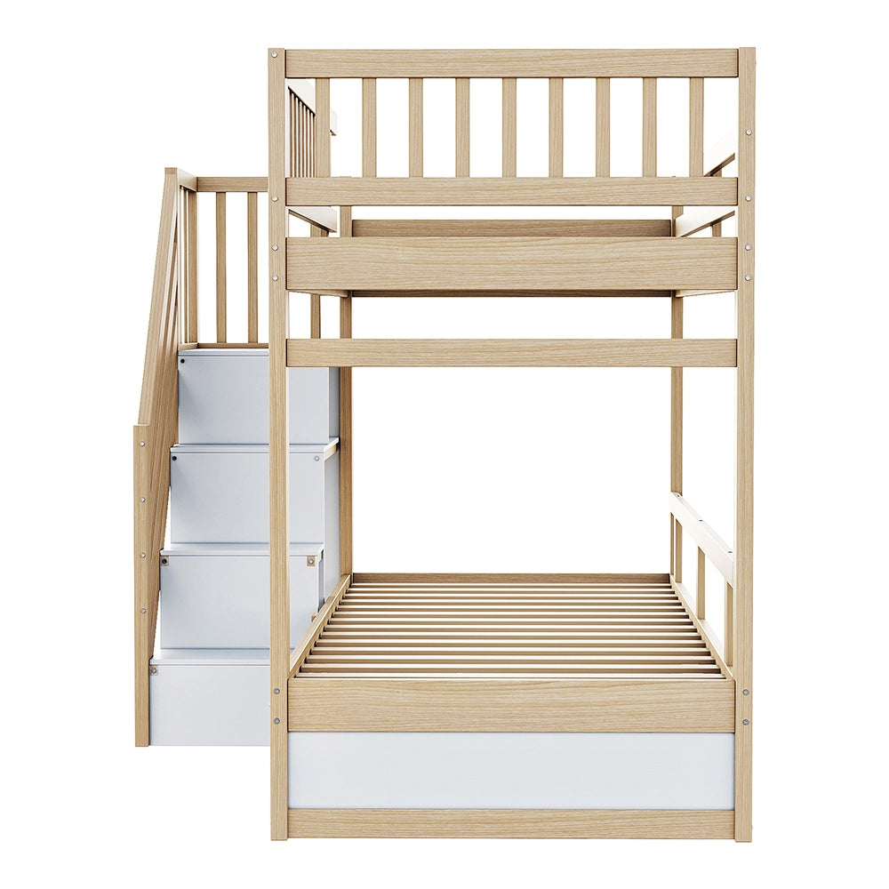 Letto a castello massello - Xylo - 90x200cm legno, cassetti sicurezza