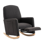 sedia a dondolo con poggiapiedi; schienale alto ergonomico e braccioli; in tessuto teddy grigio scuro 67 Ã— 126 Ã— 98 cm