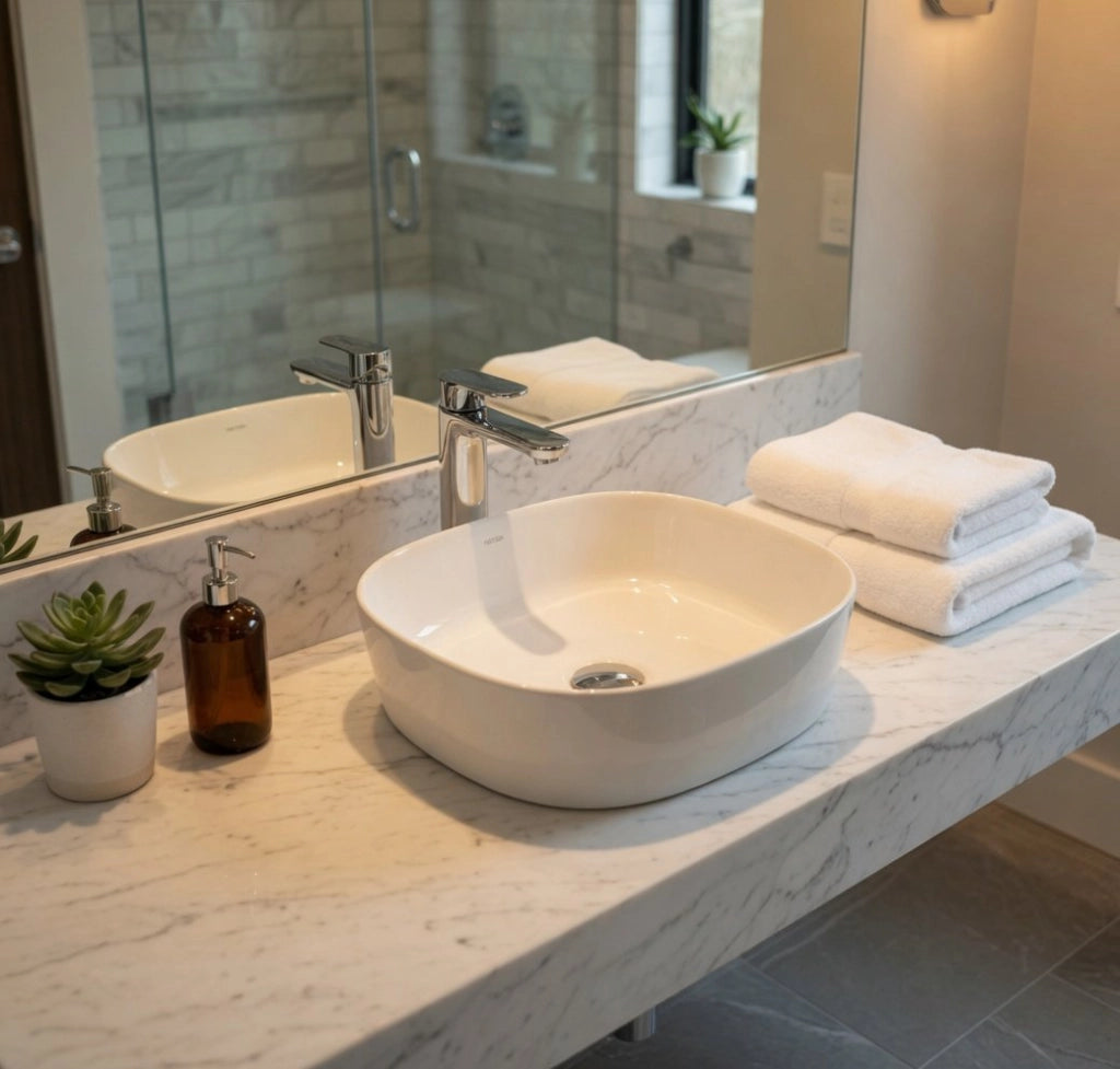 Bacinella d'appoggio lavabo 44x44cm Bianco Lucido