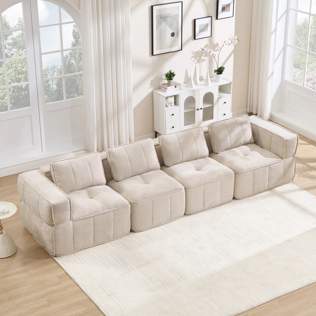 Divano modulare senza struttura 344 x 93 x 67 cm in poliestere beige