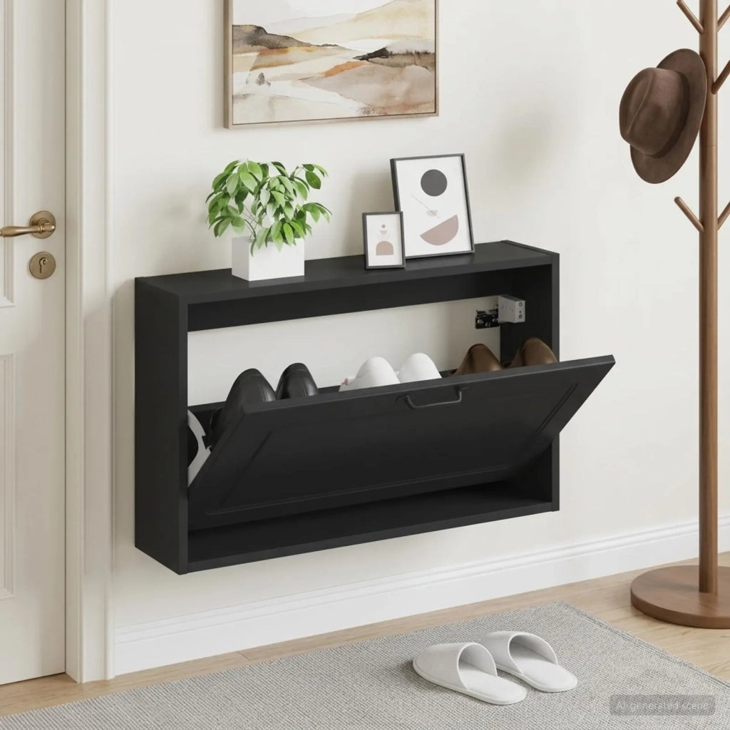 Mobiletto per Scarpe da Muro UTRECHT 71 x 17 x 43 cm Nero 897726