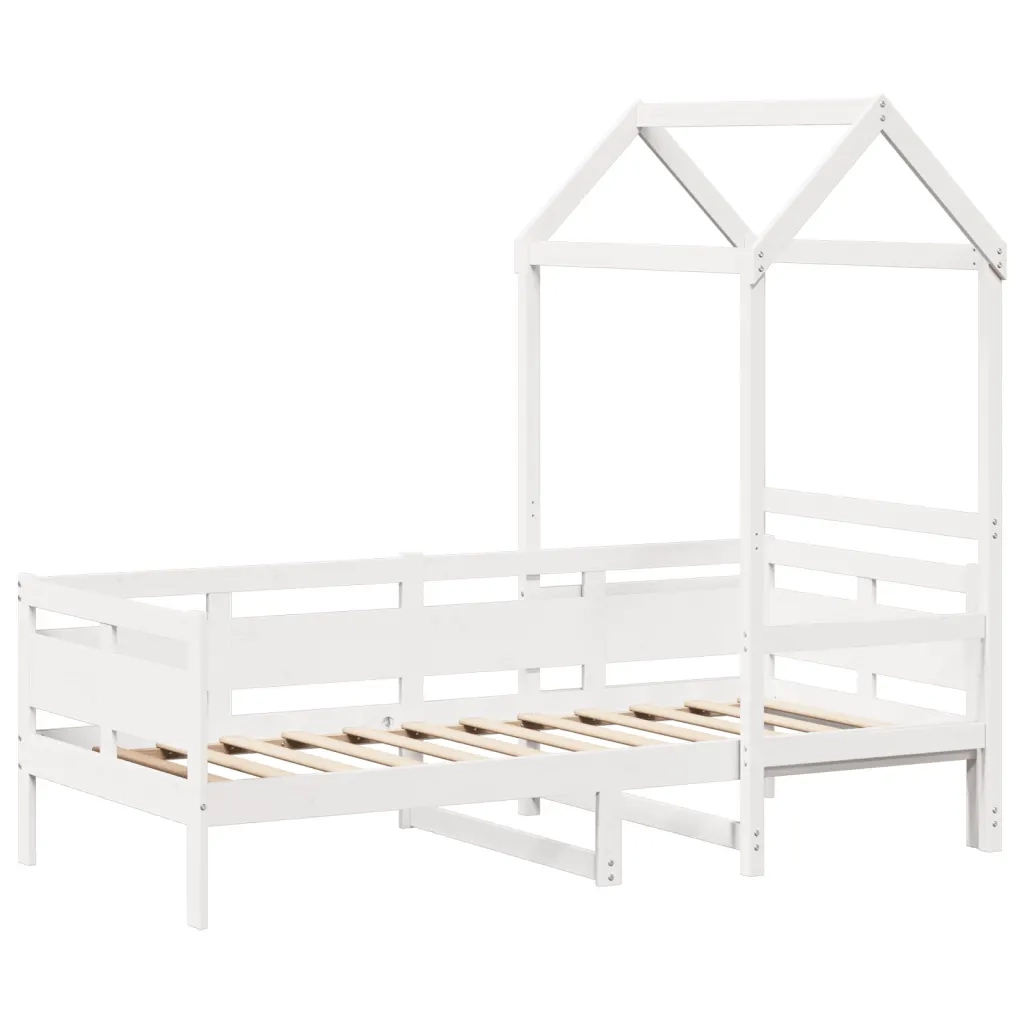 Dormeuse con Tetto 80x200 cm Bianco in Legno Massello di Pino 3282291
