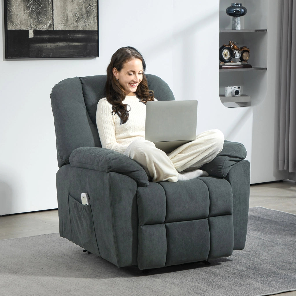 Poltrona relax elettrica reclinabile con massaggio, riscaldamento lombare, USB e tasche laterali