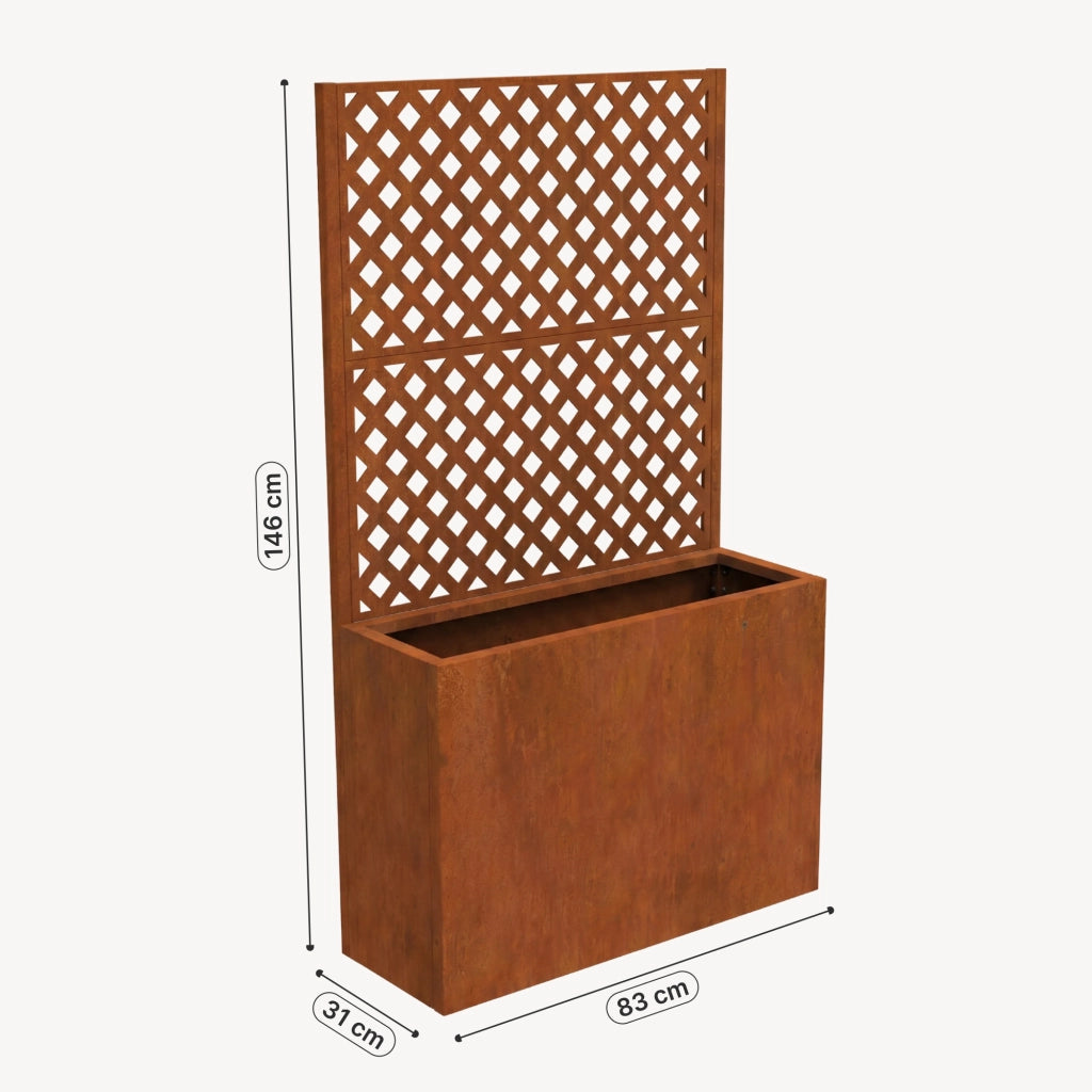 Fioriera Alta con Spalliera Malja in Acciaio Corten 146 x 83 x 31 cm - Marrone Ossidato casa.pro