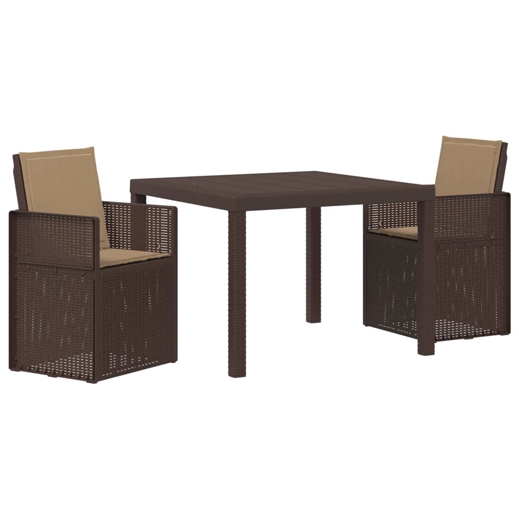 Set da Pranzo per Giardino 3 pcs Marrone e Tortora PP 3430045