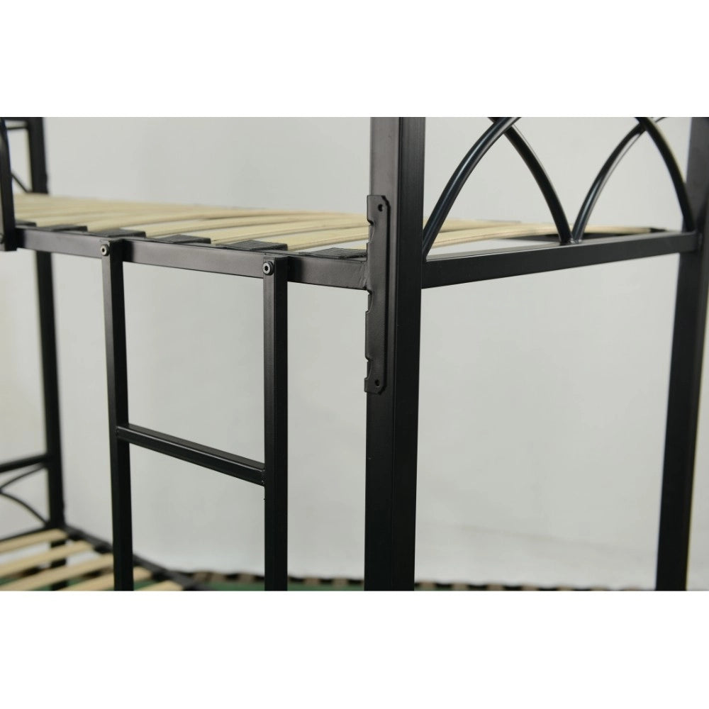 Letto a castello in metallo nero con reti incluse Wind 80x198x161H