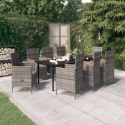 Set Mobili da Pranzo da Giardino 9 pz con Cuscini Grigio cod mxl 38744