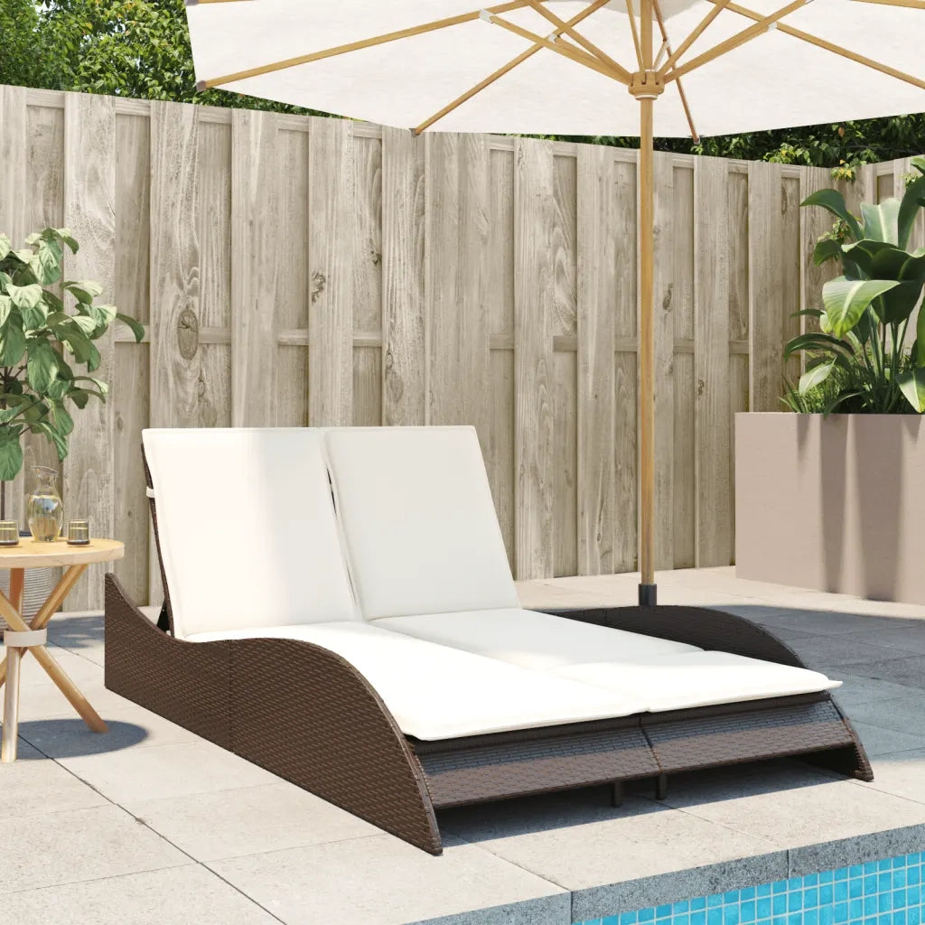 Lettino Prendisole | Sdraio da giardino | Lettino da sole con Cuscini Marrone 114x205x73 cm Polyrattan