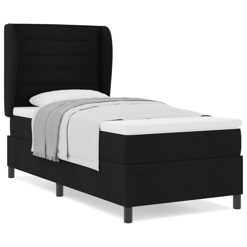 Letto Box Spring con Materasso Nero 100x200 cm Tessuto