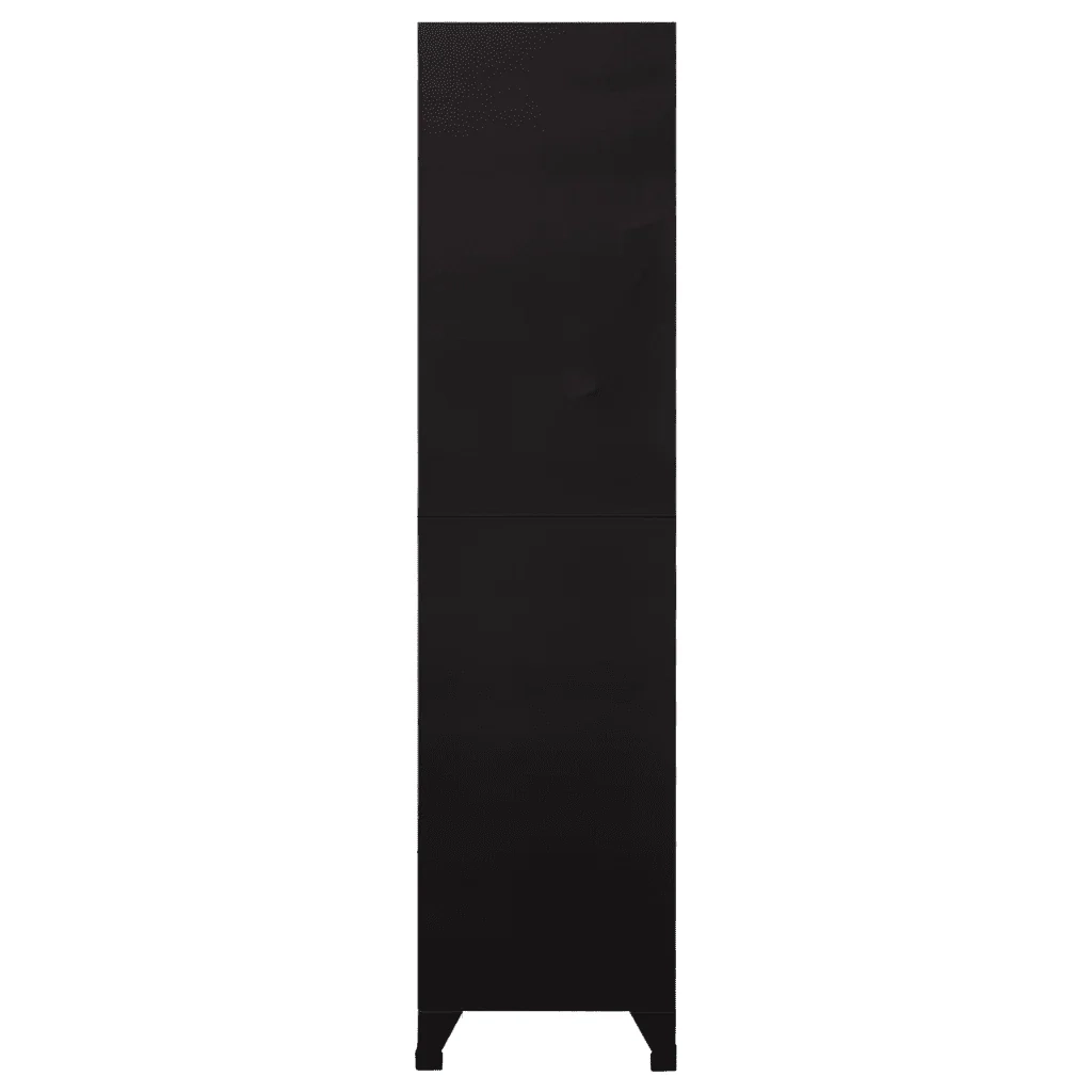 Armadietto contenitore moderno 90 x 40 x 180 cm 18 ante con serratura stile ufficio acciaio nero 02_0047040
