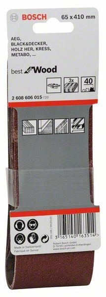 2608606015 - Set di nastri abrasivi da 3 pz. X440 65 x 410 mm, P40, BEST for LEGNO+VERNICE