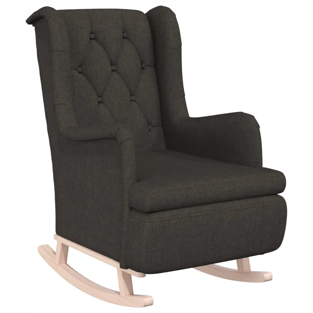 Poltrona con Gambe a Dondolo e Sgabello Grigio Scuro in Tessuto 3121273